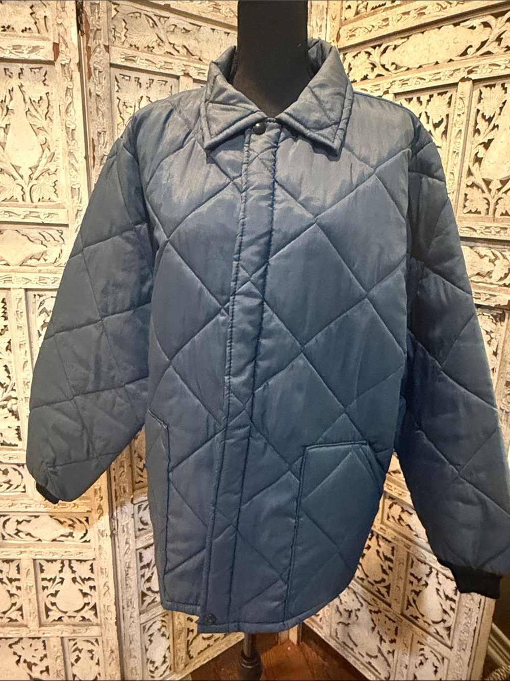 Vintage Walls Quilted Blue Puffer Jacket